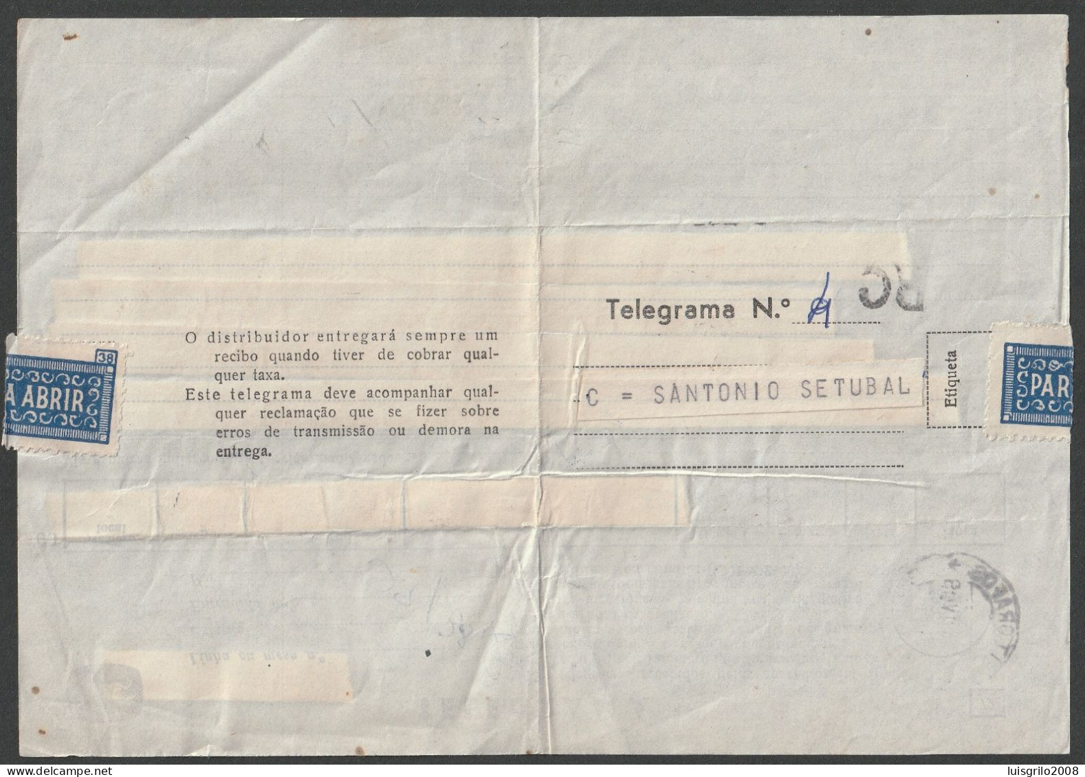 Telegram/ Telegrama - Lisboa > Setúbal -|- Postmark - TELEGRAFOS. Setúbal. 1959 - Lettres & Documents