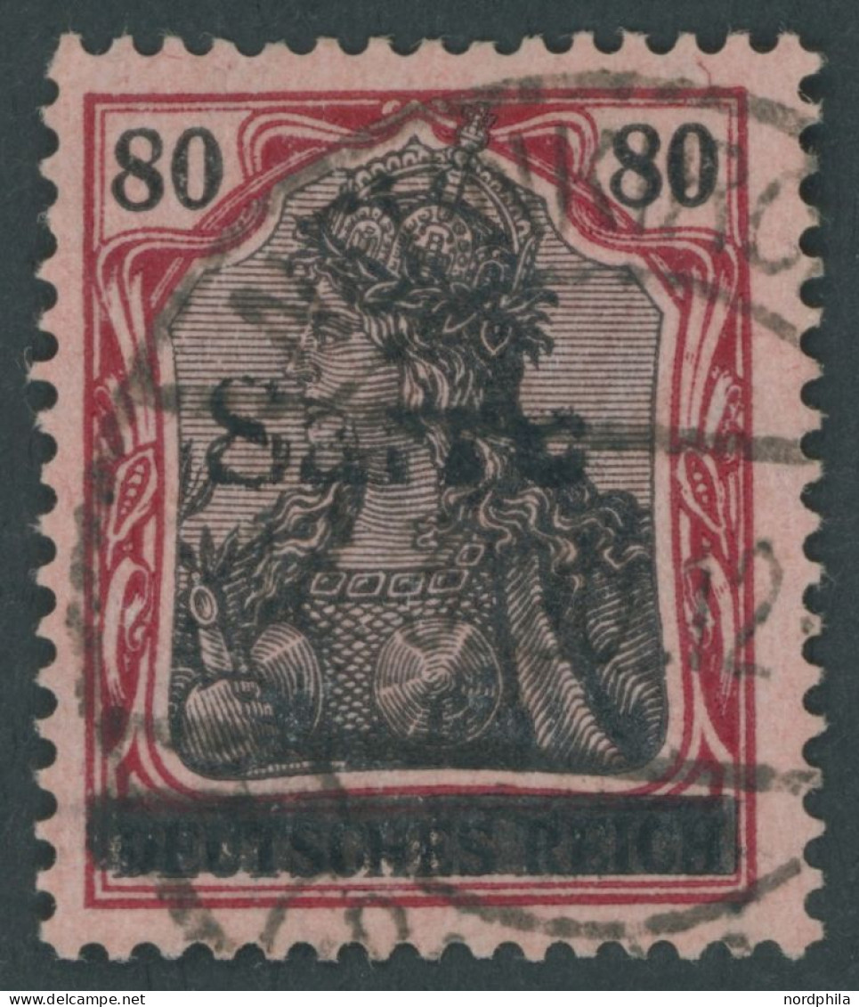 SAARGEBIET 16IIIZ O, 1920, 80 Pf. Karminrot/grauschwarz Auf Mittelgraurot, Type III, Sarre Stark Zerquetscht, Pracht, Fo - Sonstige & Ohne Zuordnung