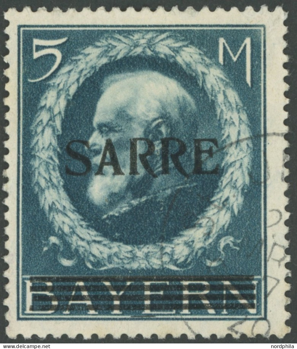 SAARGEBIET 30 O, 1920, 5 M. Bayern-Sarre, Mehrfach Geprüft, U.a. Burger, Mi. 1100.- - Andere & Zonder Classificatie