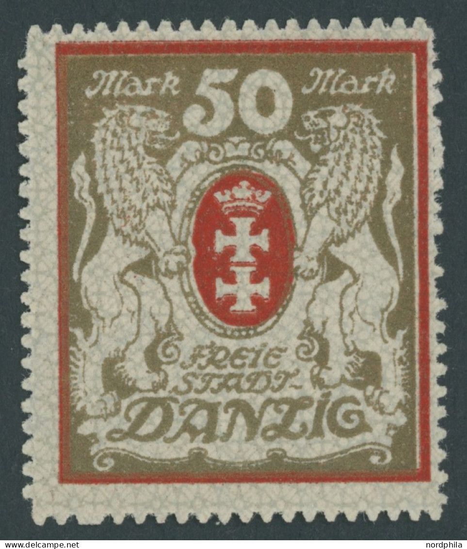 FREIE STADT DANZIG 100Xa , 1922, 50 M. Rot, Wz. 2X, Pracht, Mi. 260.- - Other & Unclassified