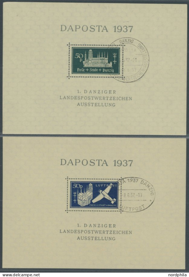 FREIE STADT DANZIG Bl. 1/2bI O, 1937, Blockpaar DAPOSTA Mit Plattenfehler 7 In 1937 Oben Eingekerbt , Sonderstempel, Pra - Other & Unclassified