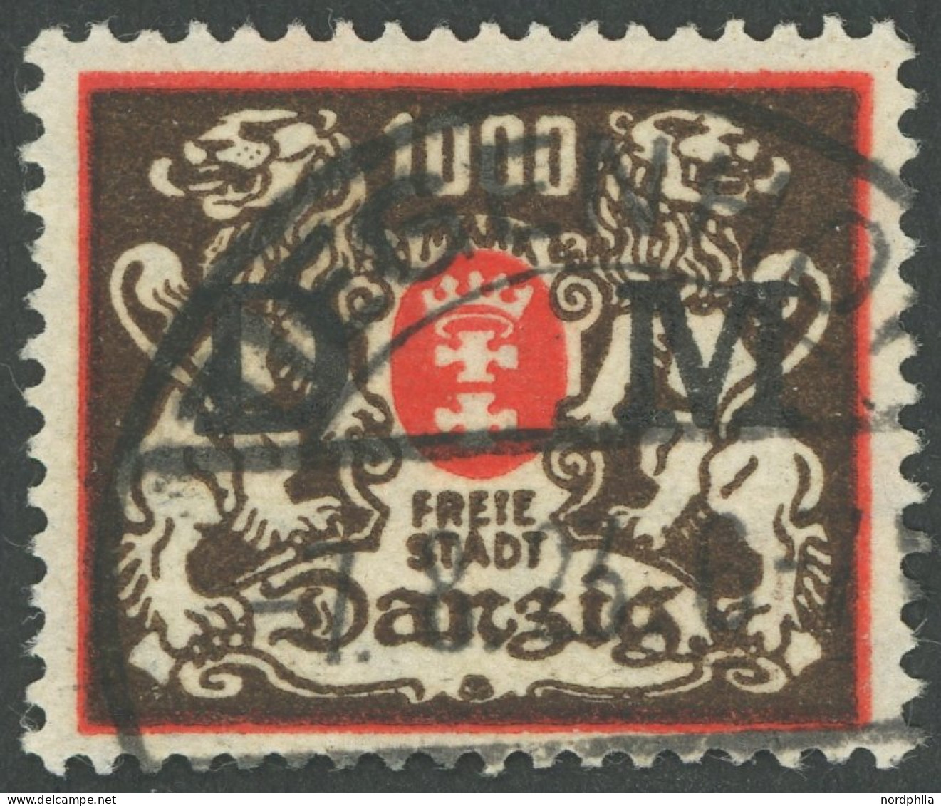DIENSTMARKEN D 40F O, 1923, 1000 M. Rot/schwarzbraun, Ohne Rosetteneindruck, Gepr. Infla Und Erdwien Und Dr. Oechsner, M - Other & Unclassified
