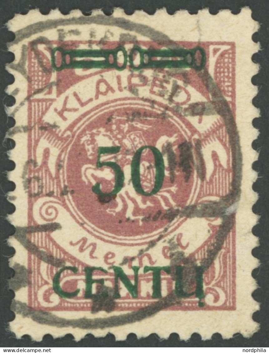 MEMELGEBIET 173BI O, 1923, 50 C. Auf 500 M. Graulila, Type BI, Pracht, Gepr. Haslau - Klaipeda 1923