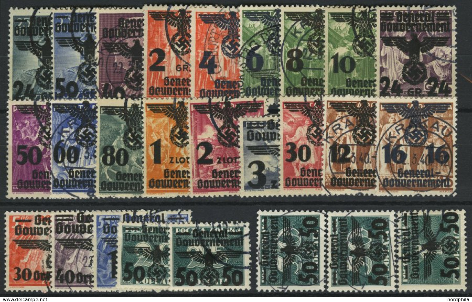 GENERALGOUVERNEMENT 14-39 O, 1940, Freimarken, Prachtsatz, Mi. 150.- - Besetzungen 1938-45