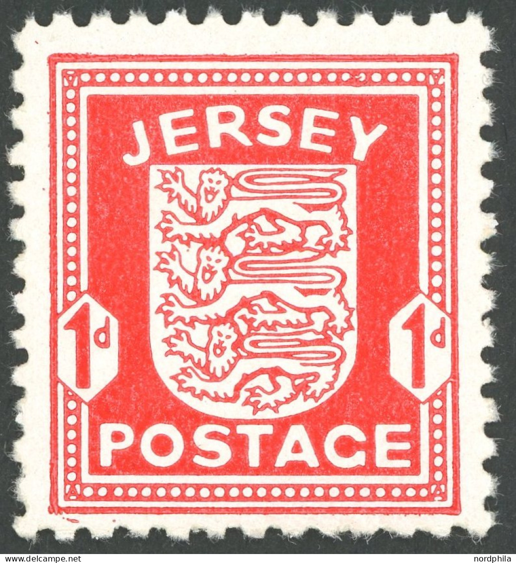 JERSEY 2z , 1941, 1 P. Rot, Gestrichenes Papier, Postfrisch, Pracht, Mi. 80.- - Bezetting 1938-45