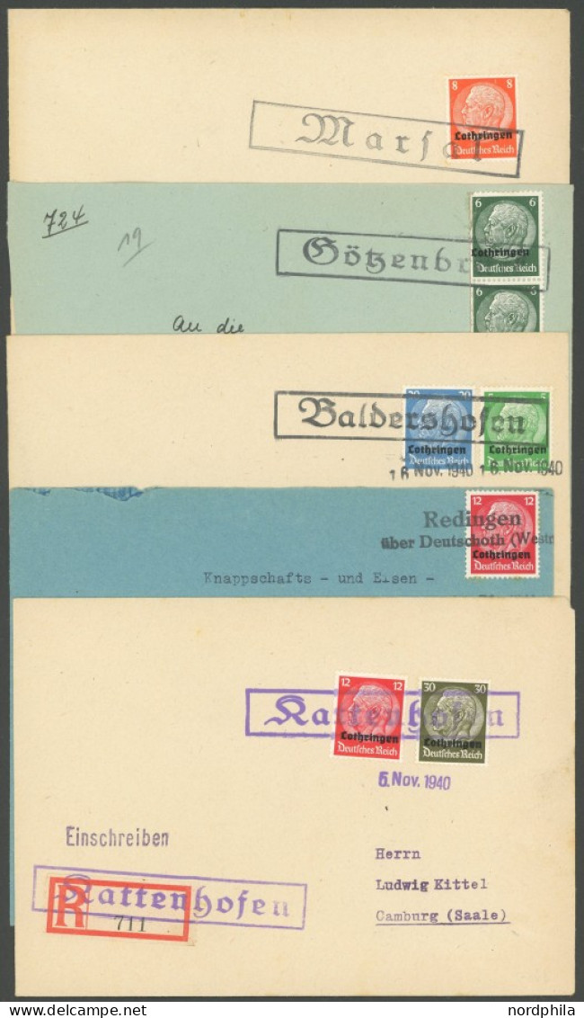 LOTHRINGEN 5 Briefe Mit Verschiedenen Provisorischen Stempeln, Meist Prachterhaltung - Occupation 1938-45