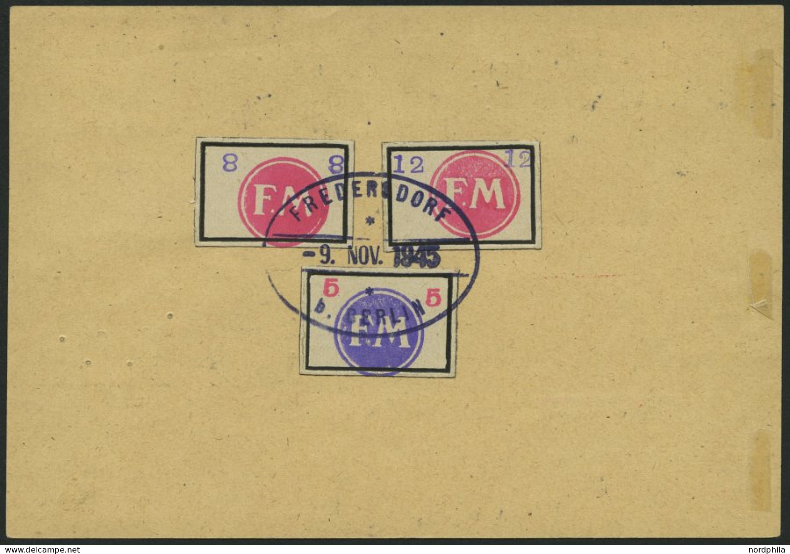 FREDERSDORF Sp 227FI,30 BRIEF, 1945, 6 Pf., Rahmengröße 28x19 Mm, Große Wertziffern, Mit Abart Wertziffern Bläulichviole - Sonstige & Ohne Zuordnung