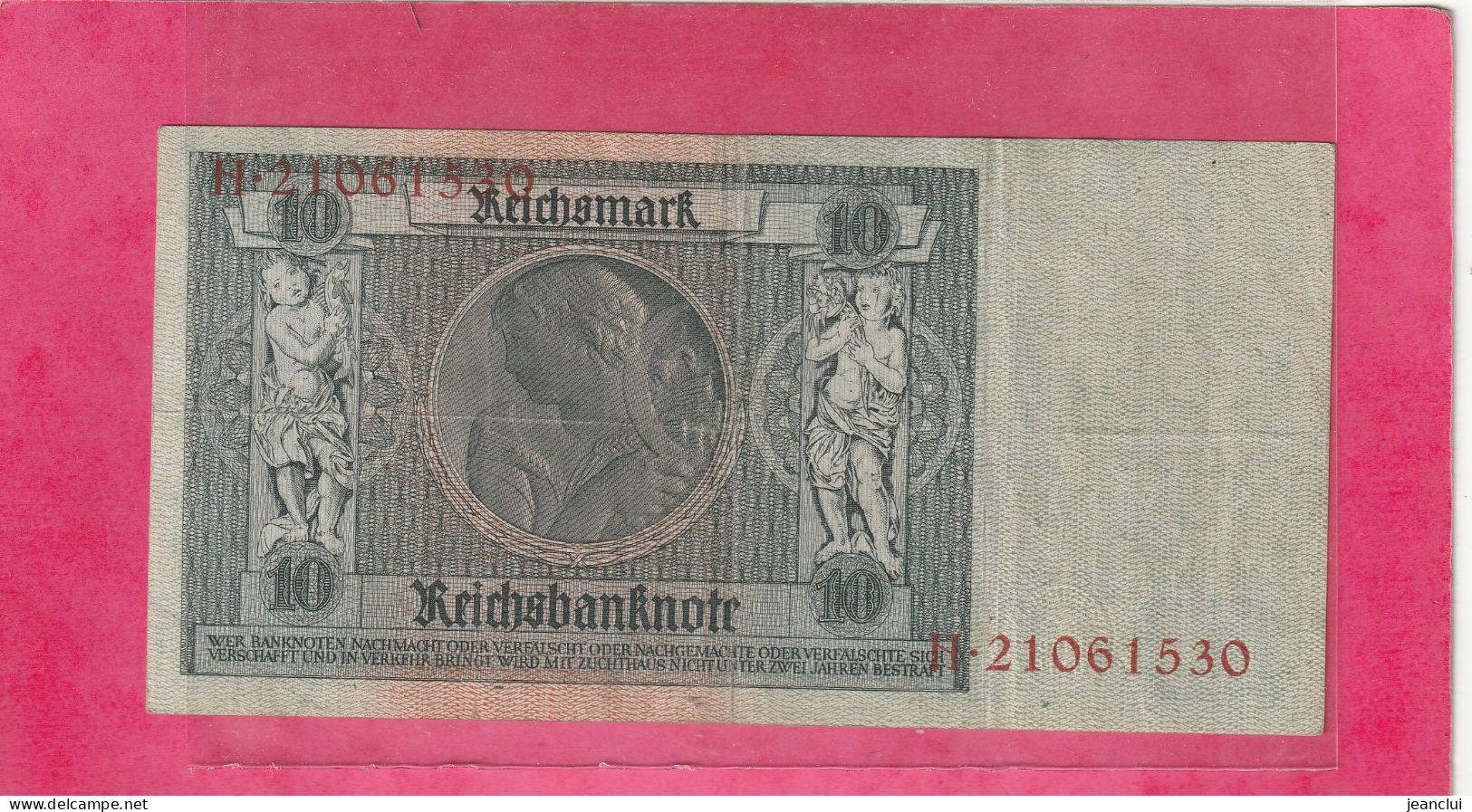 REICHBANKNOTE - 10 MARK . 22-1-1929 .  N°  H.21081530  .  2 SCANNES - 10 Mark