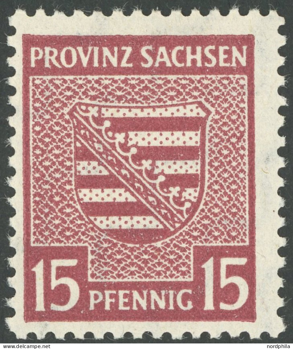 PROVINZ SACHSEN 80Xa , 1945, 15 Pf. Mittellilakarmin, Wz. 1X, Postfrisch, Pracht, Mi. 280.- - Andere & Zonder Classificatie