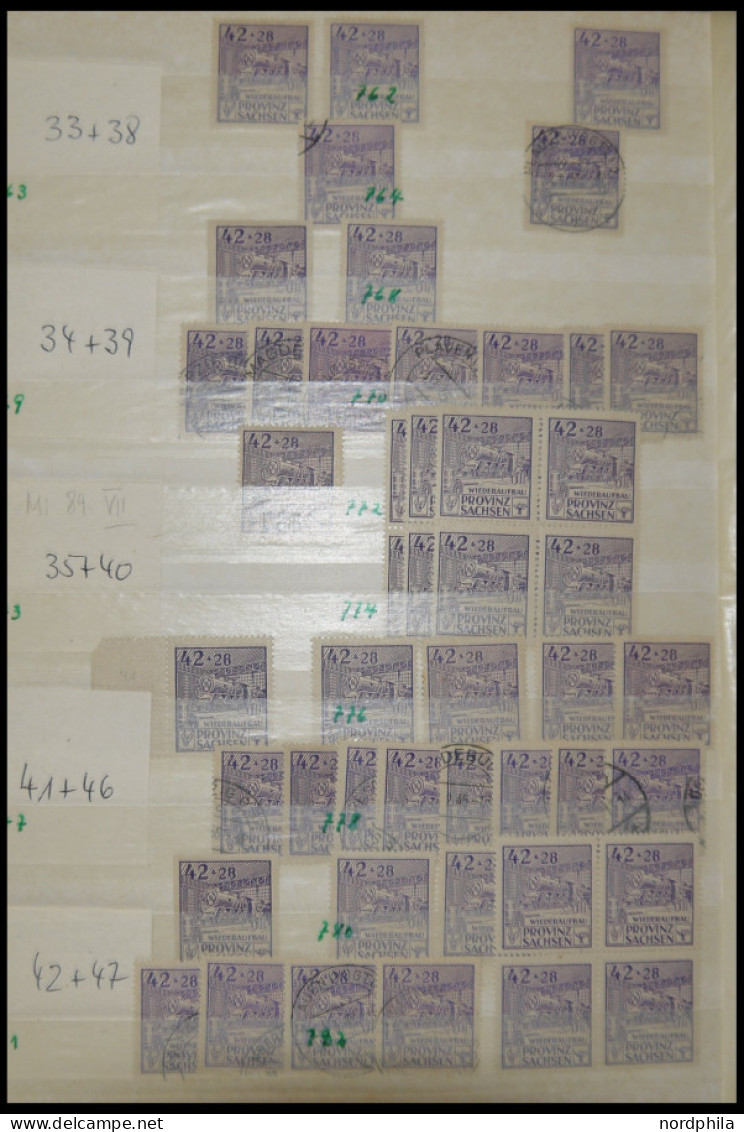 PROVINZ SACHSEN 87-89A/B ,o , Wiederaufbau, umfangreiches dickes Dublettenbuch von einem Spezialisten zusammengetragen, 