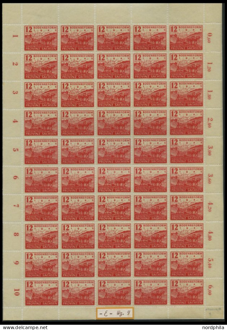 PROVINZ SACHSEN 90/1 , 1946, Bodenreform Auf Zigarettenpapier, Große Bogensammlung Von über 200 Vollständigen Bogen In W - Autres & Non Classés