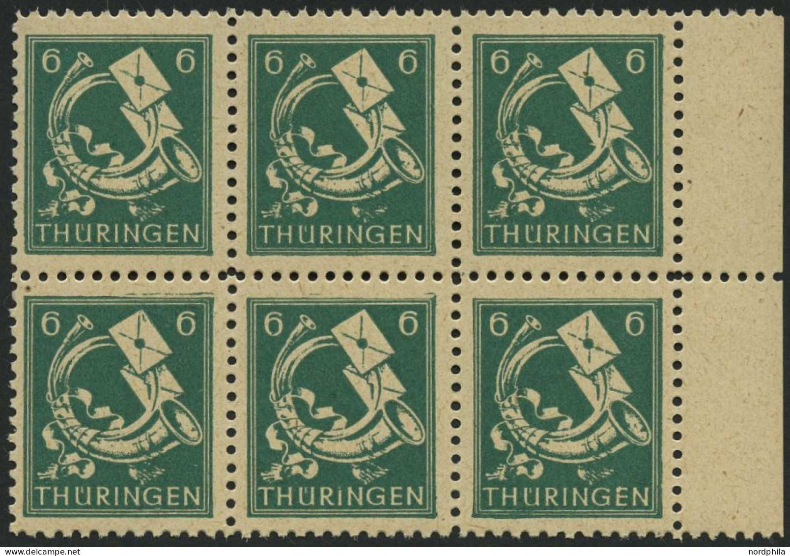 THÜRINGEN 95AXbs , 1945, 6 Pf. Schwärzlichbläulichgrün, Vollgummierung, Hellchromgelbes Papier, Hochglanzgummierung, Im  - Otros & Sin Clasificación