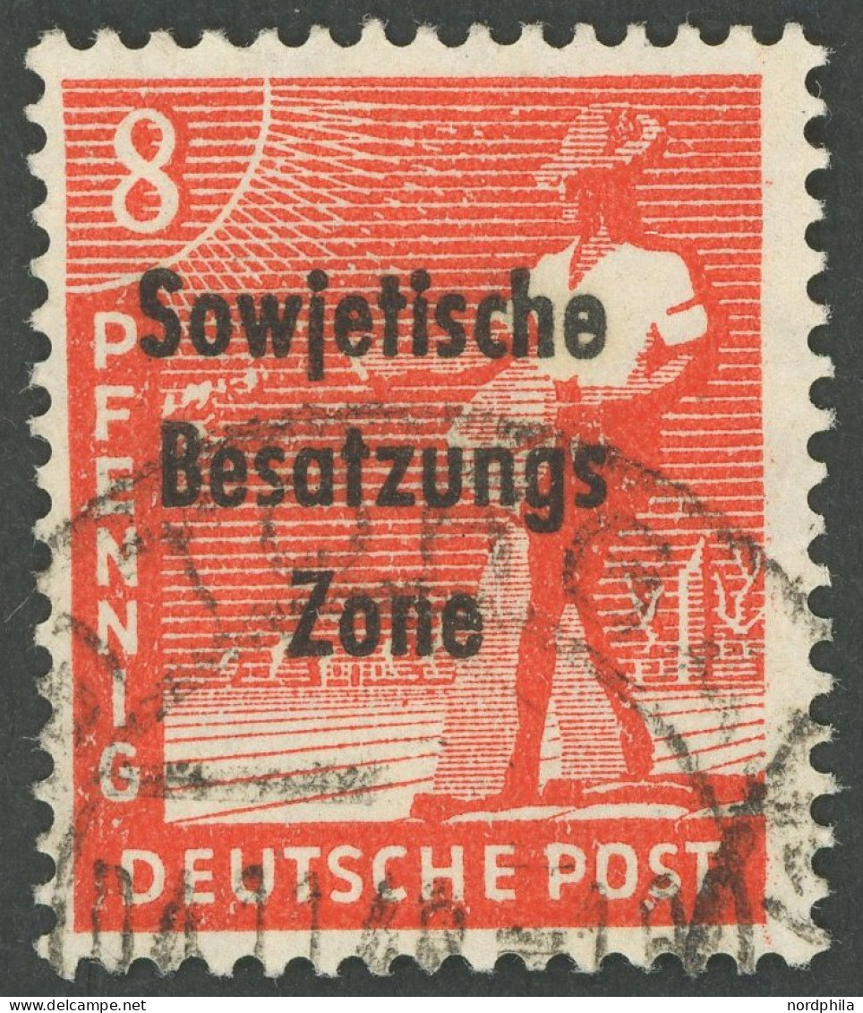 ALLGEMEINE-AUSGABEN 184aa O, 1948, 8 Pf. Orangerot, Pracht, Gepr. Dr. Ruscher, Mi. 90.- - Sonstige & Ohne Zuordnung