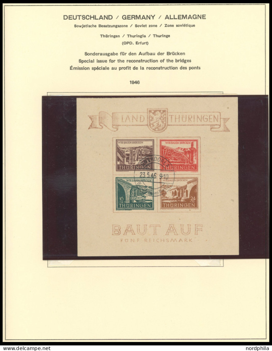 SAMMLUNGEN, LOTS o, gestempelter Sammlungsteil Provinz Sachsen, Thüringen, West-Sachsen, u.a. Bl. 1-4, Mi.Nr. 80X und 15