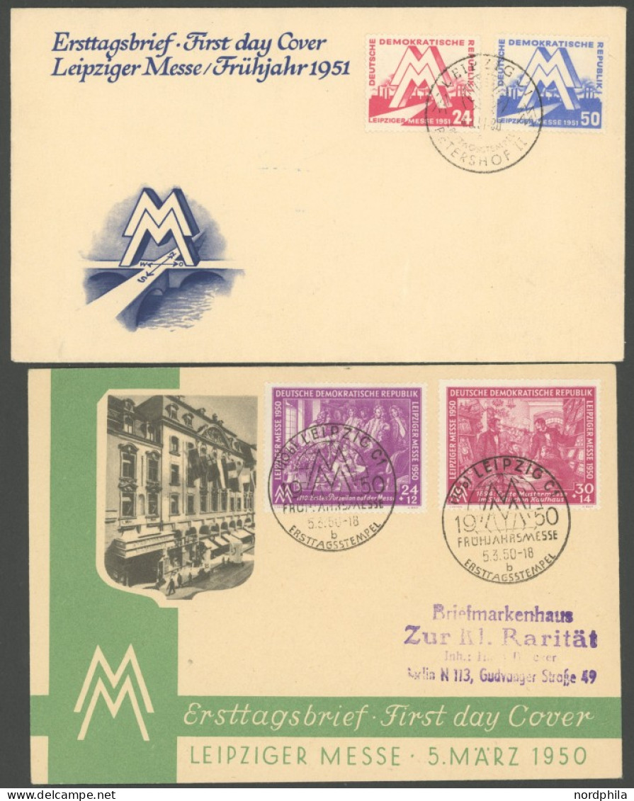 DDR 248/9,282/3 BRIEF, 1950/1, Leipziger Frühjahrsmesse, Je Auf FDC, Pracht, Mi. 150.- - Sonstige & Ohne Zuordnung