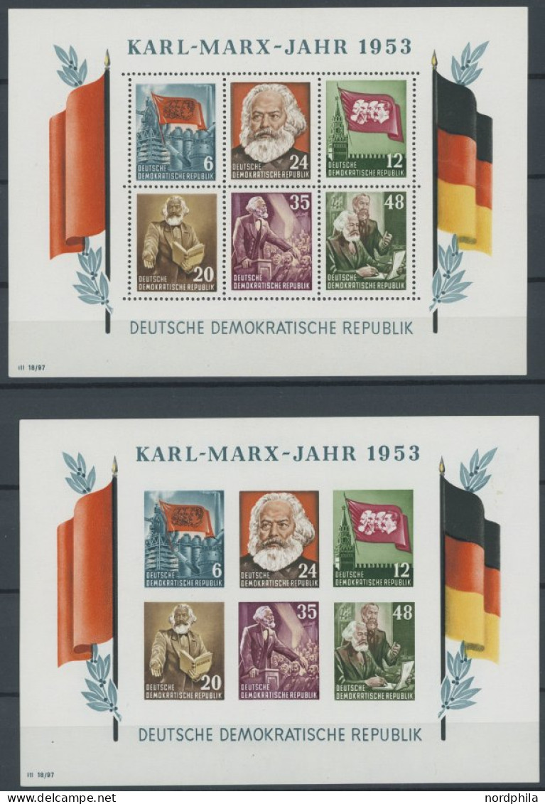 DDR Bl. 8/9A/BYI , 1953, Marx-Blocks (4), Alle Mit Wz. 2YI, Postfrisch, Pracht, Mi. 400.- - Andere & Zonder Classificatie