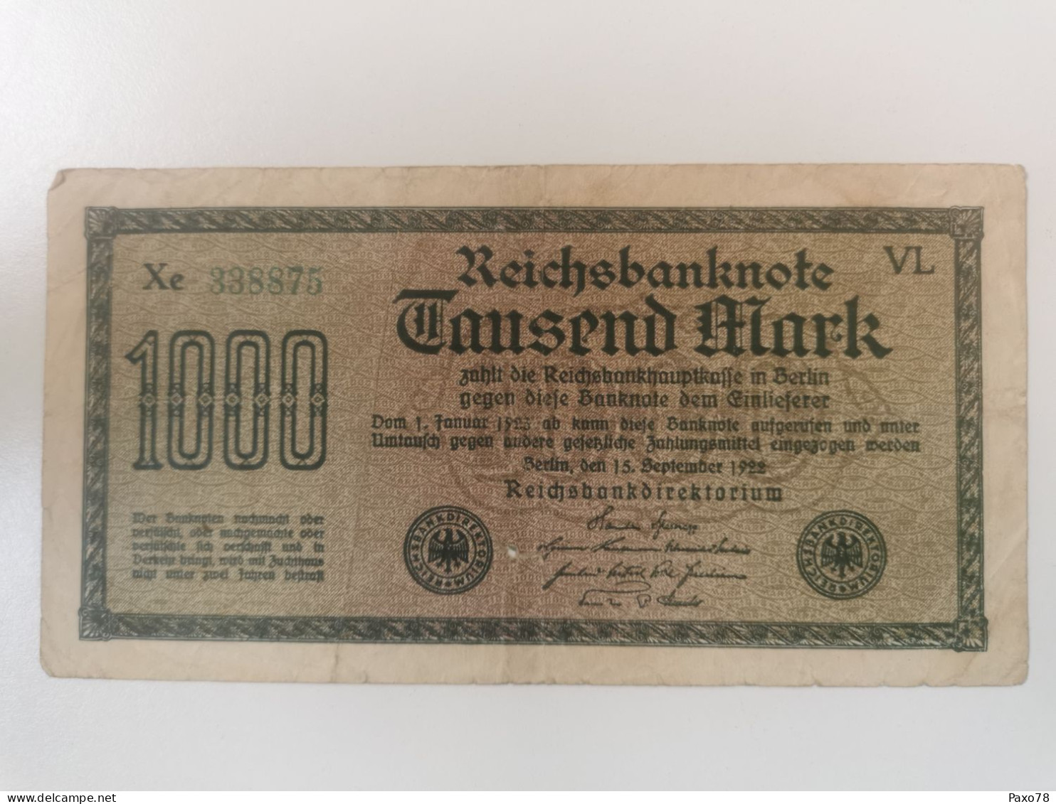 Allemagne, 1000 Marks 1922 - 1000 Mark