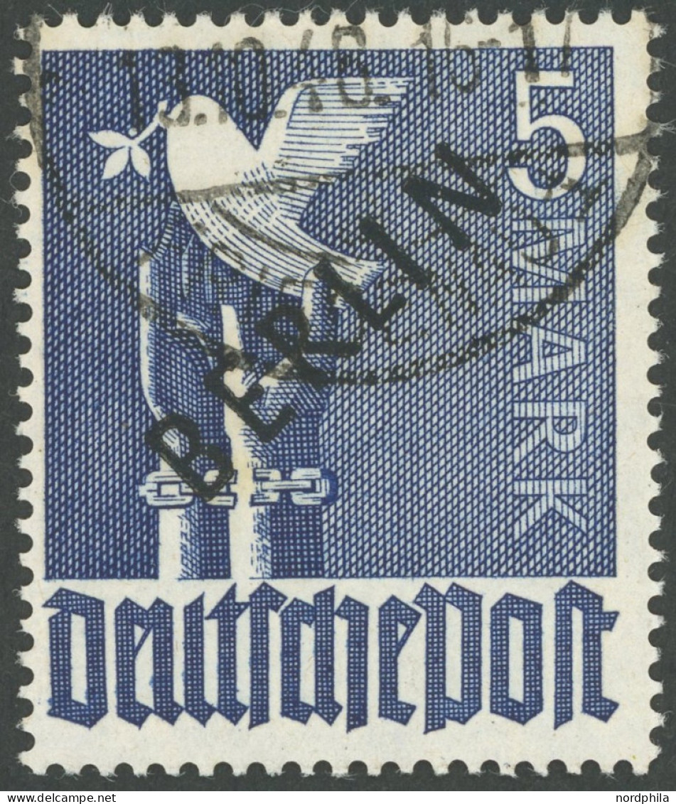 BERLIN 20 O, 1948, 5 M. Schwarzaufdruck, Pracht, Gepr. Schlegel, Mi. 750.- - Otros & Sin Clasificación