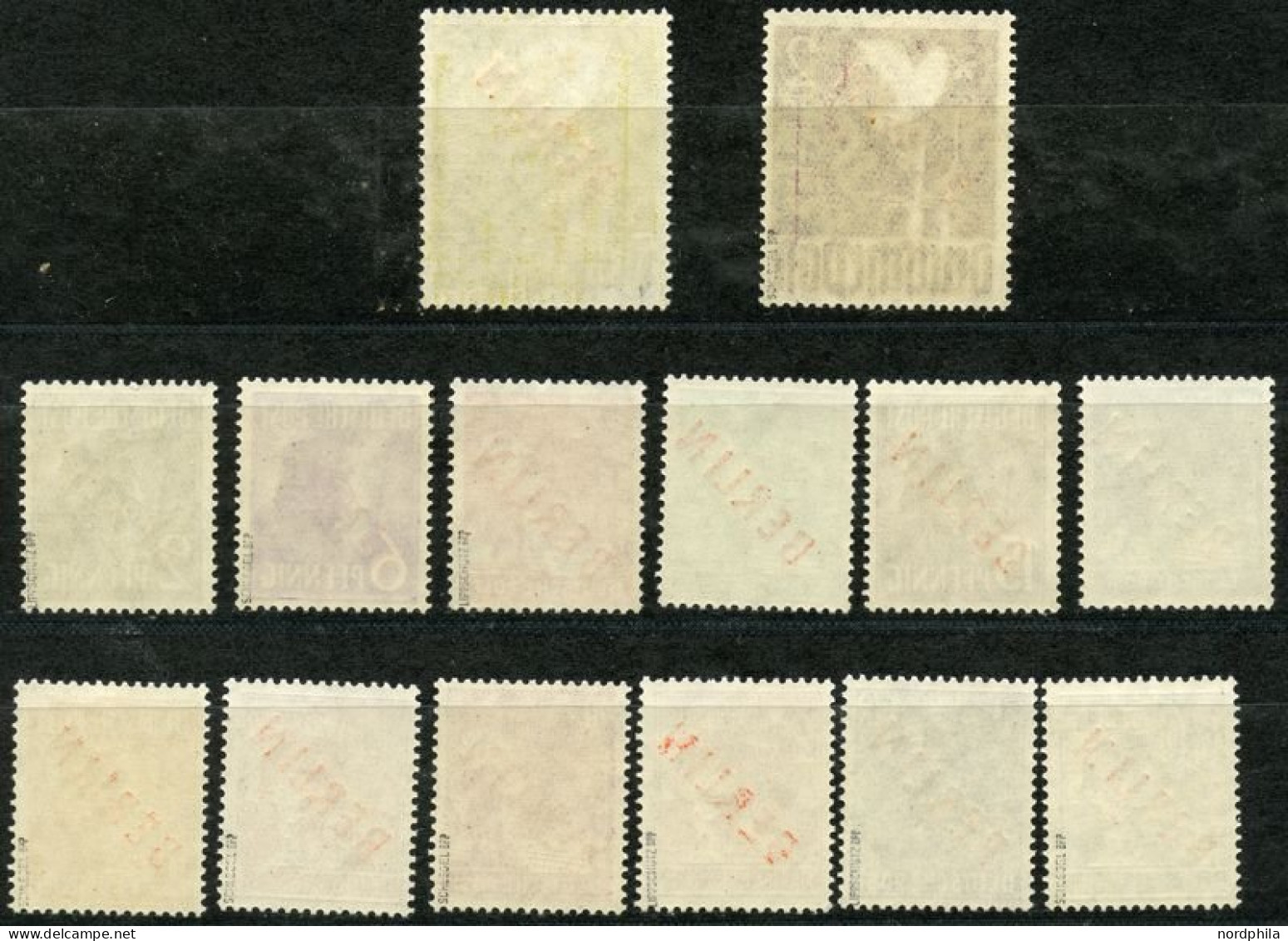 BERLIN 21-34 , 1949, Rotaufdruck, Postfrischer Prachtsatz, Meist Gepr. Schlegel, Mi. 1400.- - Unused Stamps