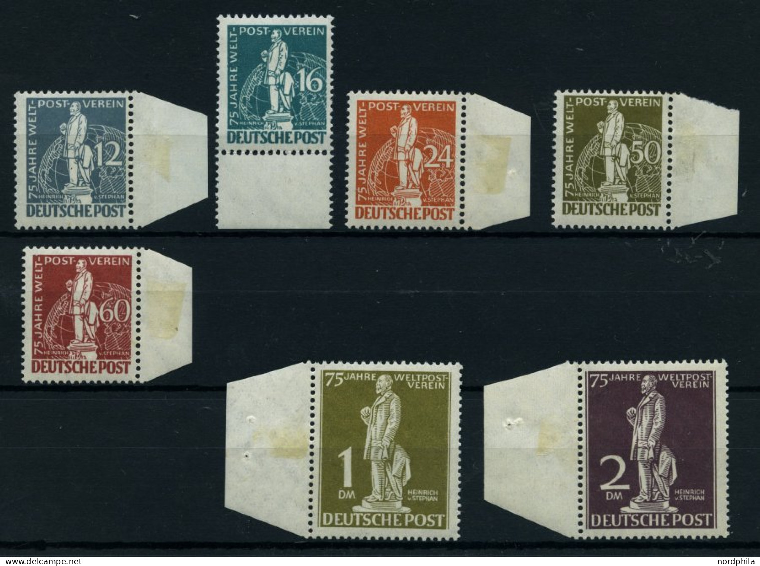 BERLIN 35-41 , 1949, Stephan, Randstücke, Prachtsatz, Mi. 750.- - Unused Stamps