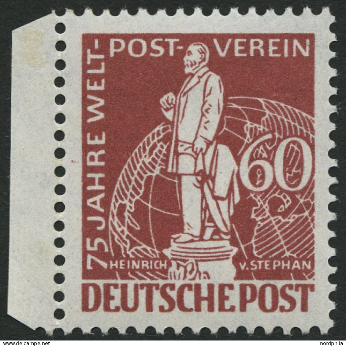 BERLIN 39 , 1949, 60 Pf. Stephan, Herstellungsbedingter Gummipunkt, Pracht, Mi. 220.- - Ongebruikt