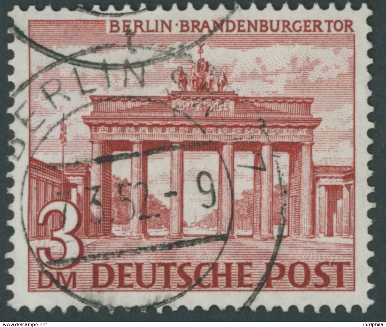 BERLIN 59X O, 1949, 3 M. Brandenburger Tor, Wz. 1X, Pracht, Mi. 100.- - Sonstige & Ohne Zuordnung