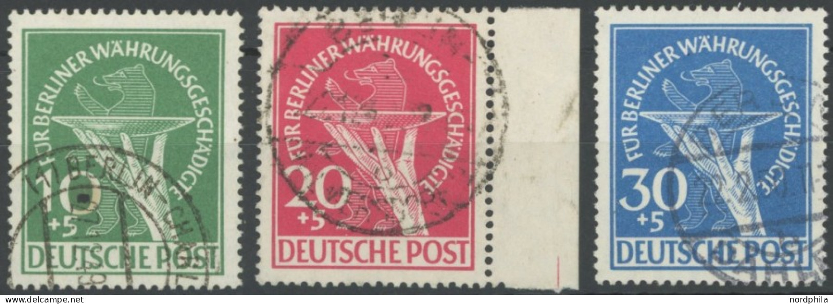 BERLIN 68-70 O, 1949, Währungsgeschädigte, üblich Gezähnter Prachtsatz, Gepr. D. Schlegel, Mi. 600.- - Andere & Zonder Classificatie