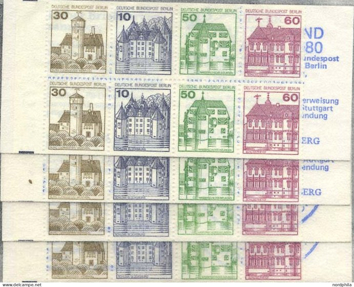 ZUSAMMENDRUCKE MH 12a-cb , 1980, 4 Verschiedene Markenheftchen Burgen Und Schlösser Komplett, Pracht, Mi. 94.- - Zusammendrucke