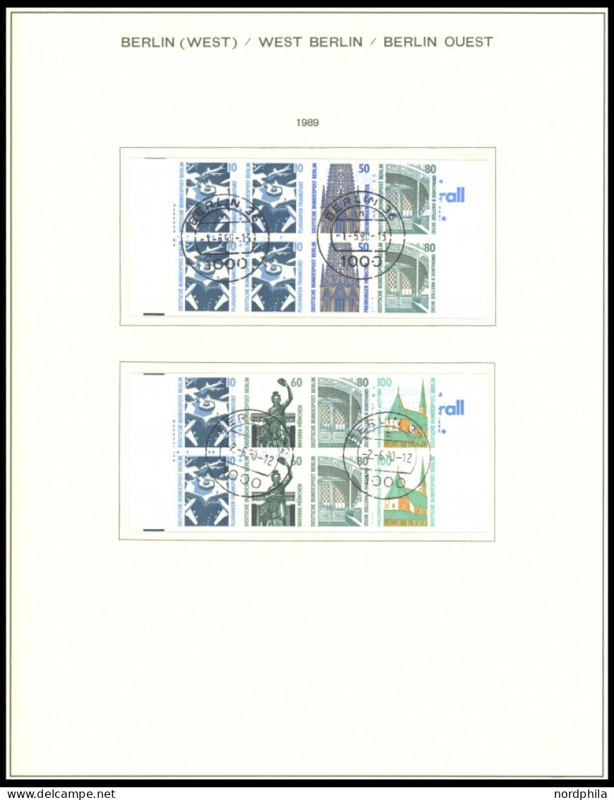 SAMMLUNGEN o, 1948-90, bis auf 2 und 5 M. Schwarzaufdruck und Bl. 1 komplette gestempelte Sammlung im Schaubek Album, bi