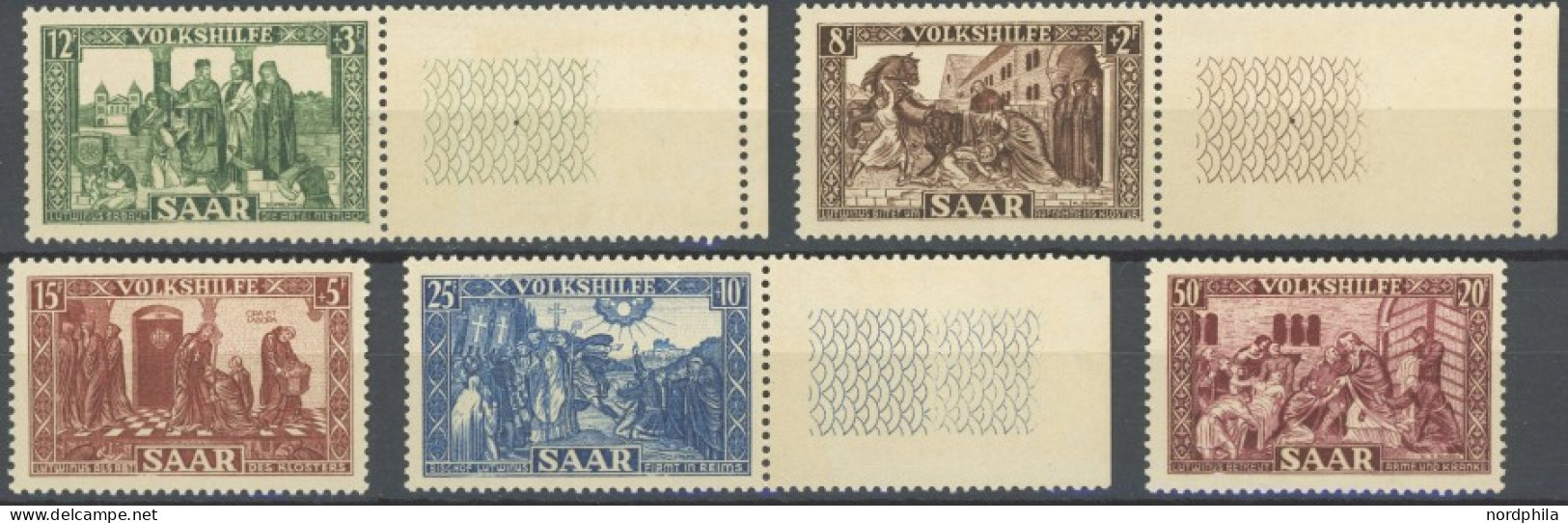 SAARLAND 299-303 , 1950, Volkshilfe, Postfrischer Prachtsatz, Mi. 75.- - Autres & Non Classés