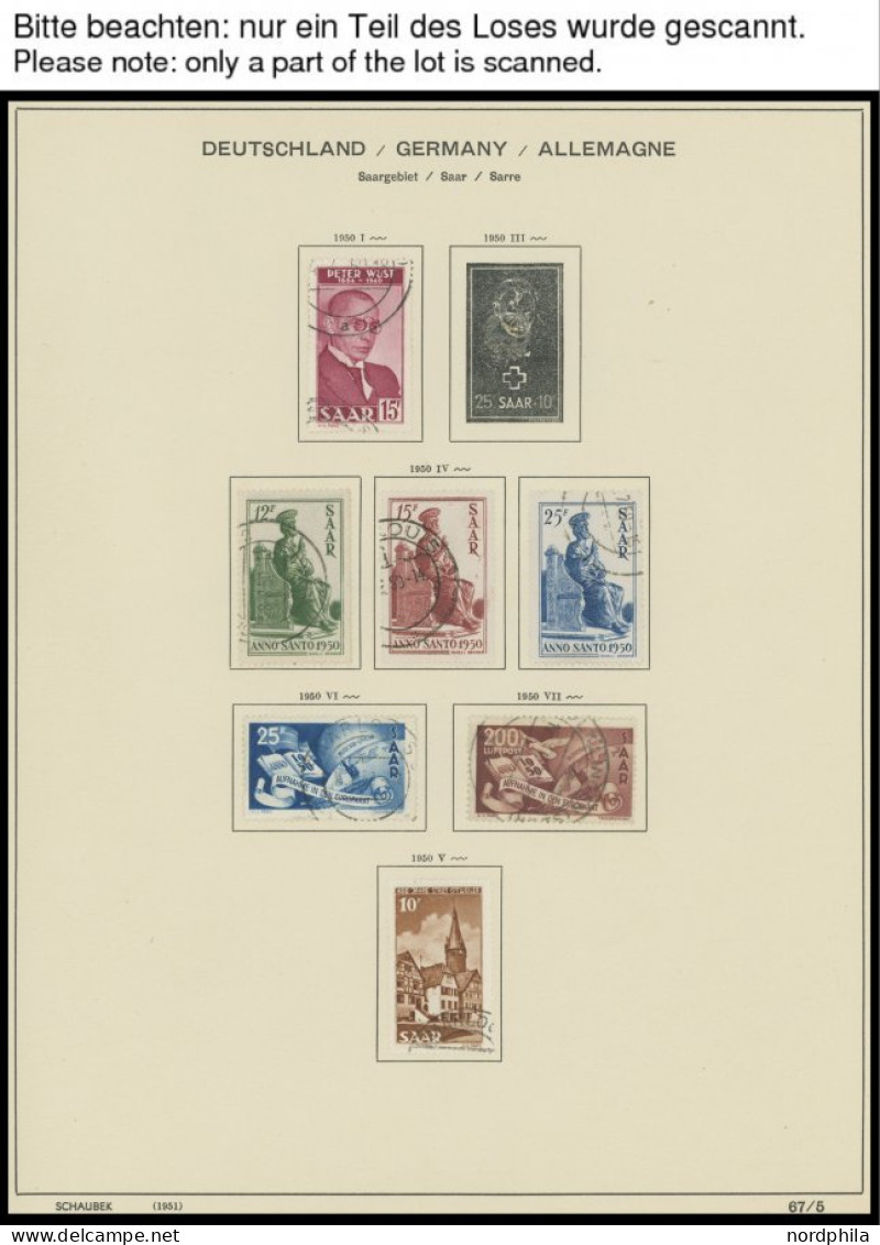 SAMMLUNGEN, LOTS O, , 1947-56, Meist Gestempelte Sammlung Saarland Mit Diversen Mittleren Ausgaben, Fast Nur Prachterhal - Colecciones & Series