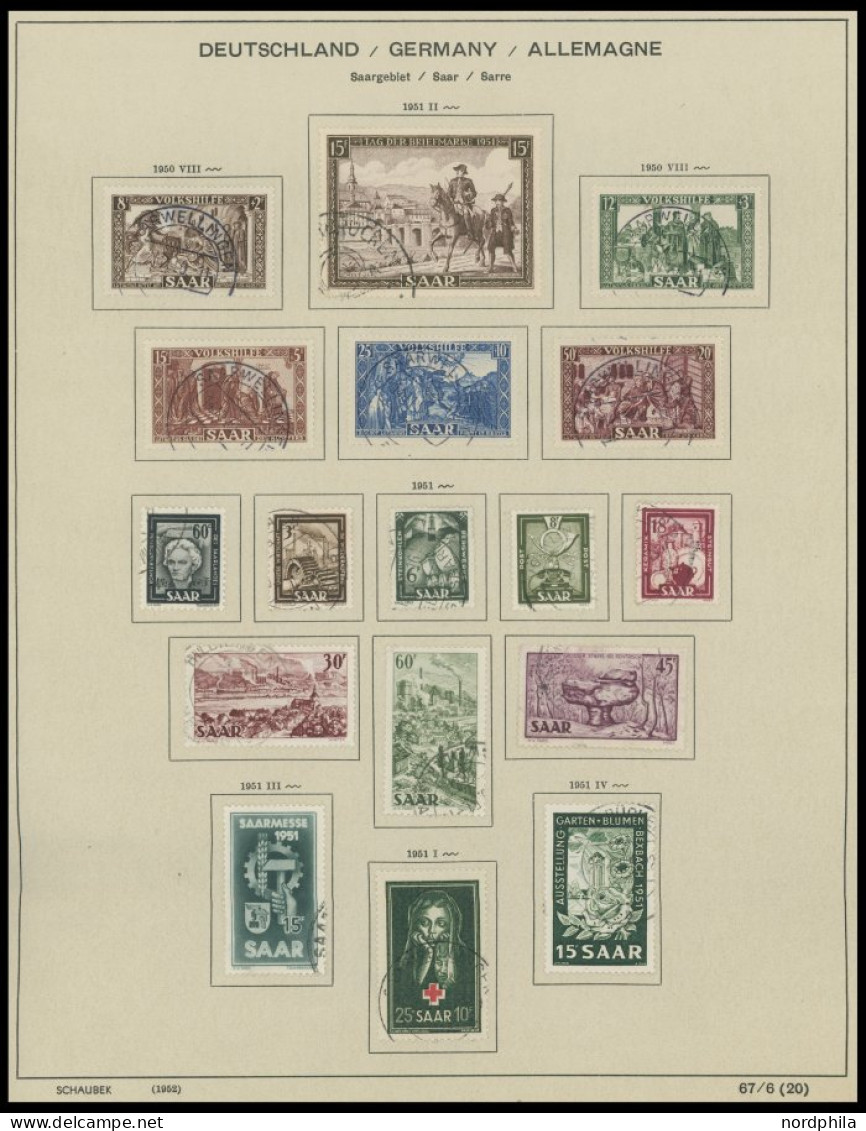 SAMMLUNGEN, LOTS O, , 1947-56, Meist Gestempelte Sammlung Saarland Mit Diversen Mittleren Ausgaben, Fast Nur Prachterhal - Collections, Lots & Series