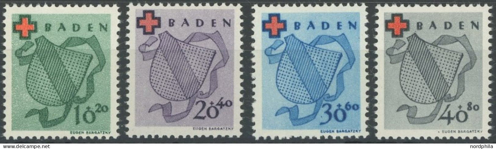 BADEN 42-45 , 1949, Rotes Kreuz, Postfrischer Prachtsatz, Mi. 110.- - Autres & Non Classés