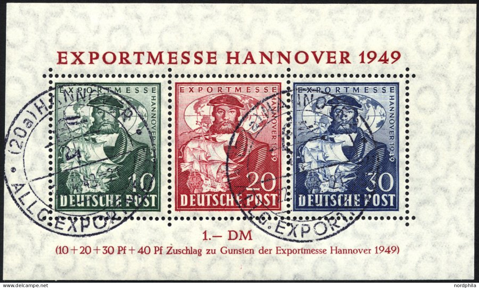 AMERIK. U. BRITISCHE ZONE Bl. 1a O, 1949, Block Exportmesse, Ersttags-Sonderstempel, Pracht, Gepr. Schlegel - Autres & Non Classés