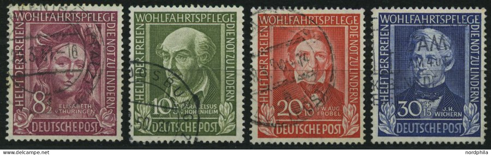 BUNDESREPUBLIK 117-20 O, 1949, Helfer Der Menschheit, Satz Feinst, Mi. 170.- - Gebraucht