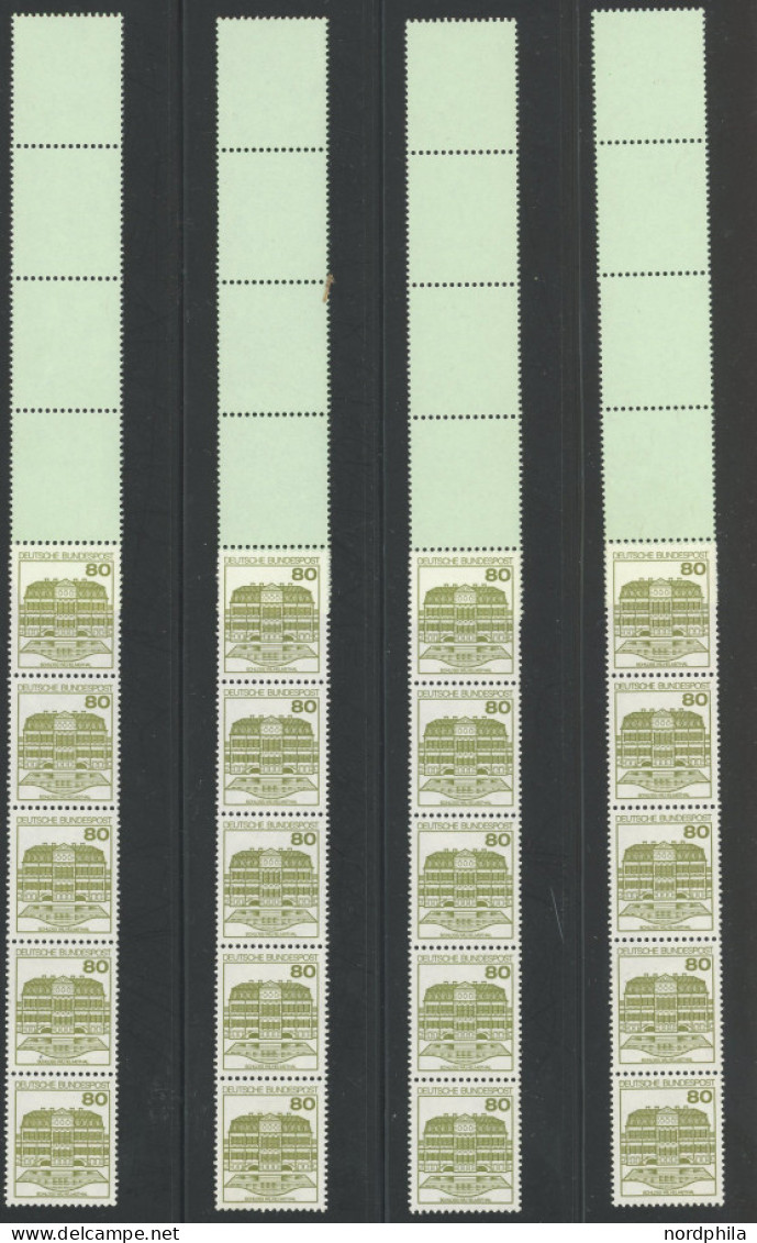 ROLLENMARKEN 1140-43AIR , 1982, Burgen Und Schlösser V, 20 Rollenmarken (RE5+4Lf), Fast Nur Prachterhaltung - Roller Precancels