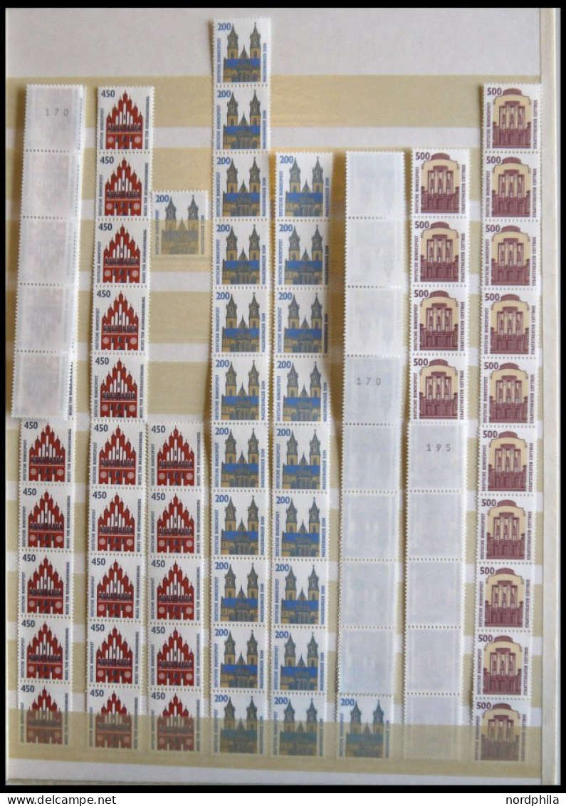 ROLLENMARKEN 1623-1746 , 1992-94, Sehenswürdigkeiten: 450, 200, 500, 41, 700 Und 550 Pf. In 5er- Bzw. 11er-Streifen, Pra - Roller Precancels