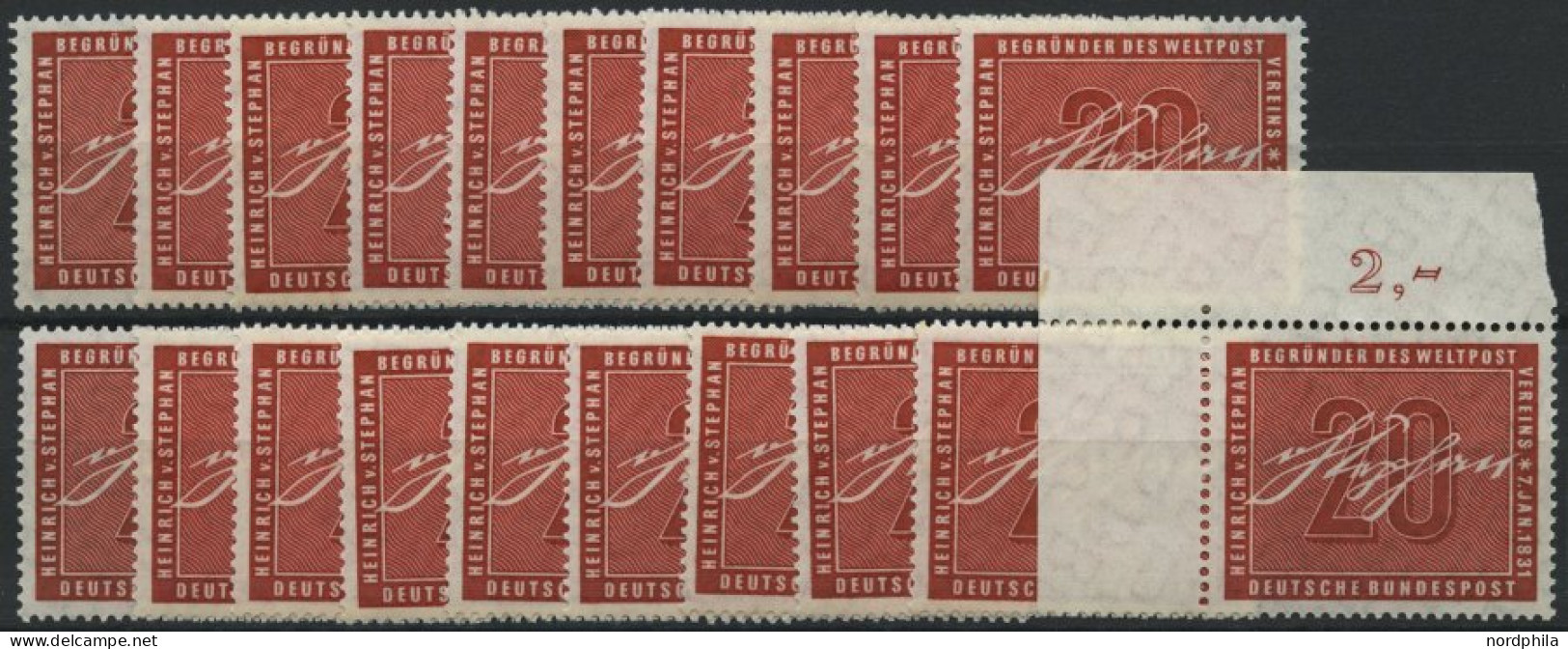 ENGROS 227 , 1956, 20 Pf. Stephan, 20x, Meist Pracht, Mi. 160.- - Unused Stamps