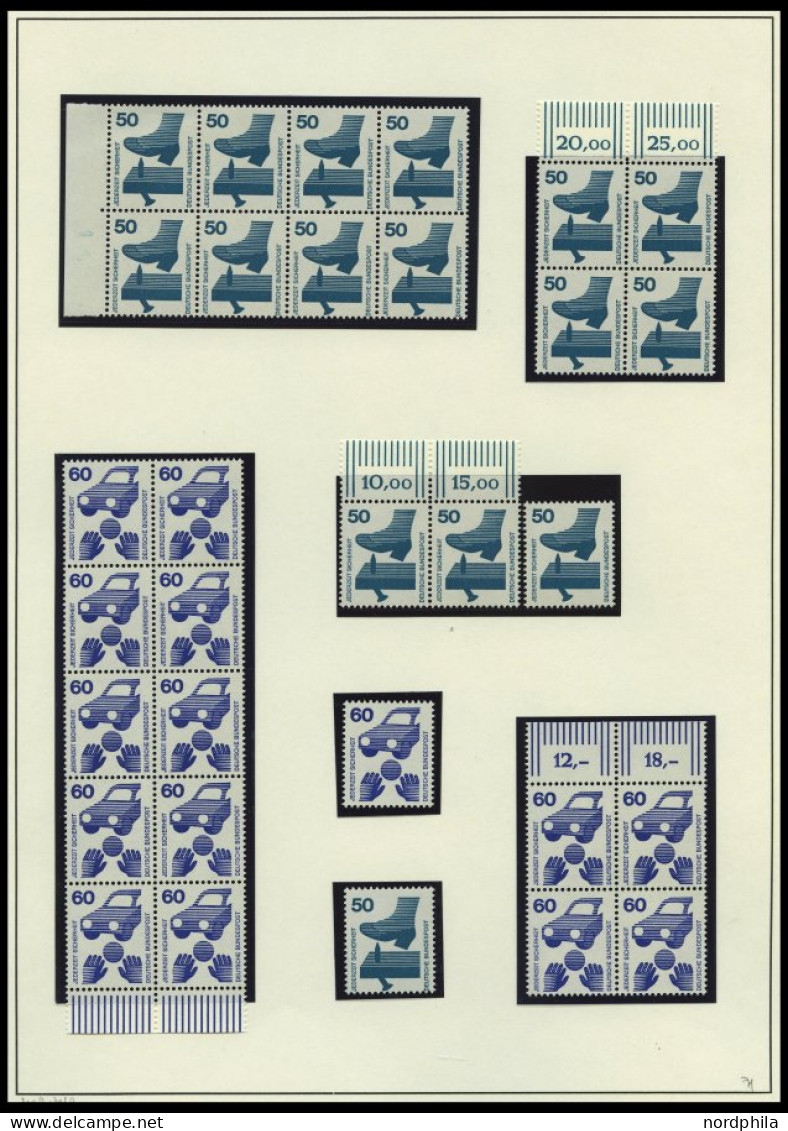 BUNDESREPUBLIK 694-703 Paar , 1971, Unfallverhütung In Waagerechten Paaren (9x), Pracht, Mi. 630.- - Unused Stamps