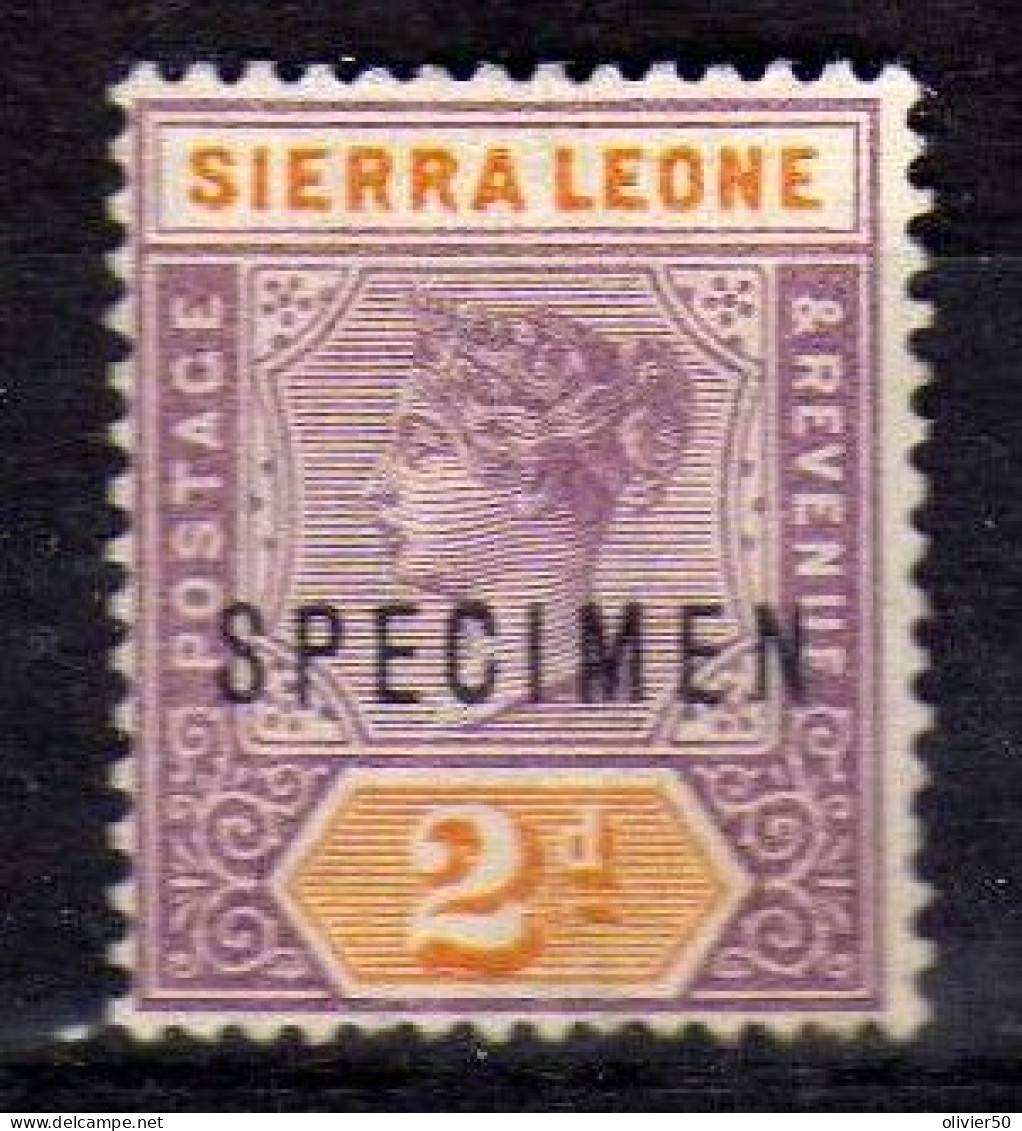 Sierra Leone (1897) - 2 P. Vcitoria - Surcharge "SPECIMEM"  Neufs Sans Gomme - No Gum - Sierra Leone (...-1960)