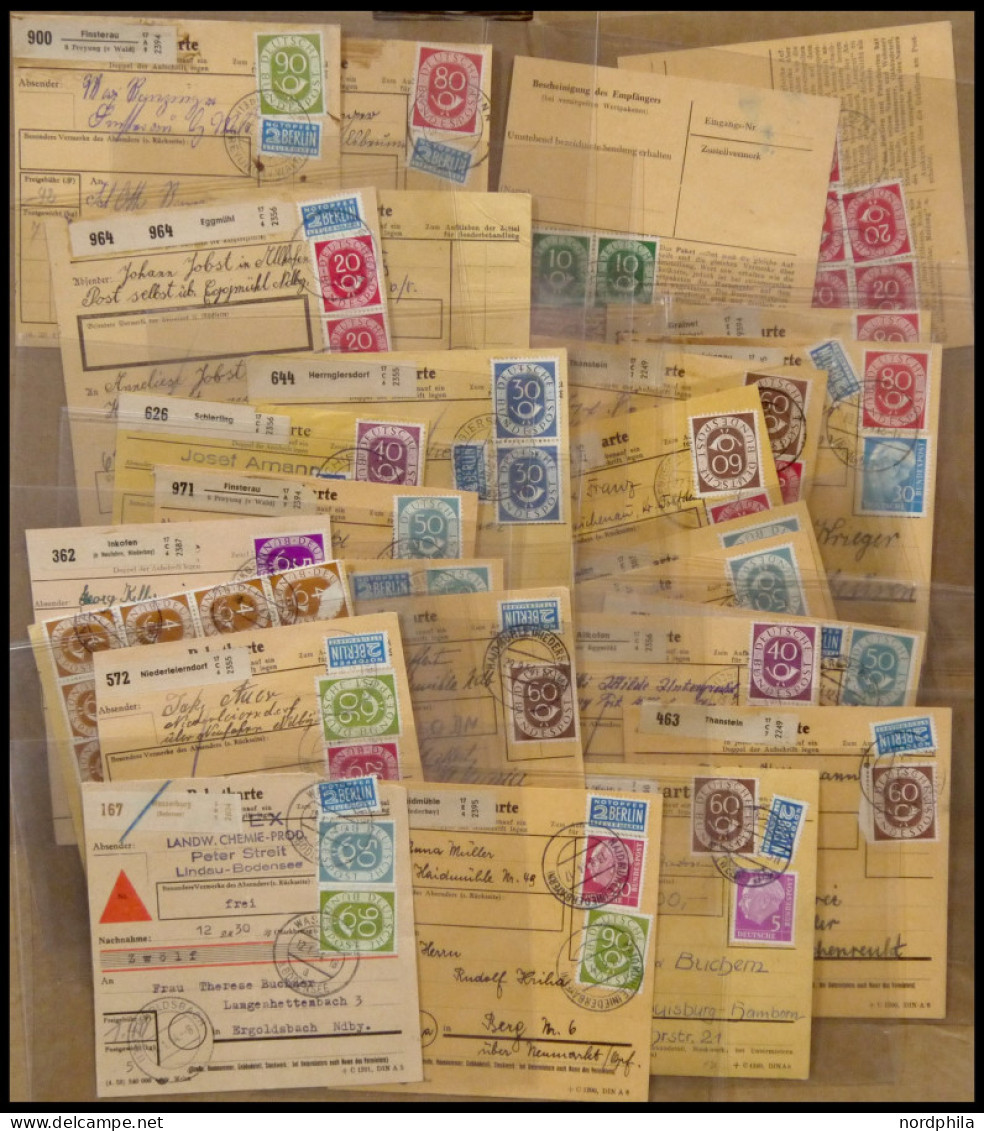 LOTS 1953/4, Partie Von 27 Paketkarten Mit Verschiedenen Frankaturen, Dabei Auch Bessere Einzel- Mehrfachfrankaturen Und - Other & Unclassified