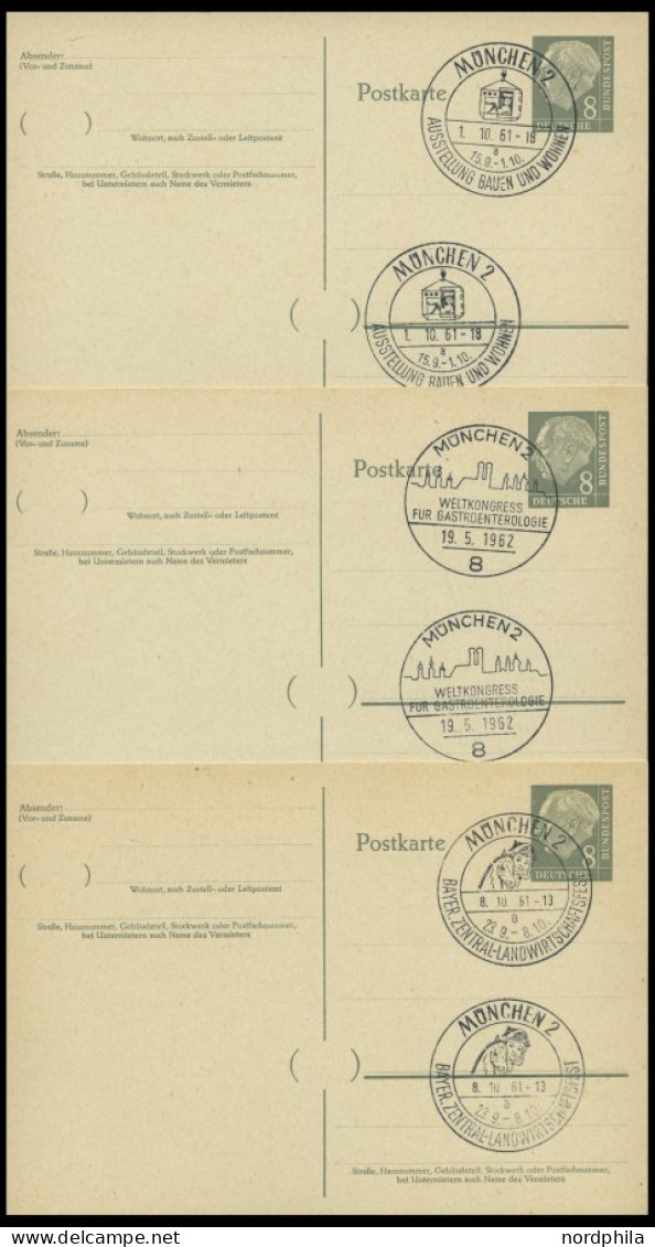 GANZSACHEN P 36 BRIEF, 1961, 8 Pf. Heuss Mit Postfachnummer Statt Postschließfachnummer, 6 Leer Gestempelte Karten Mit V - Other & Unclassified