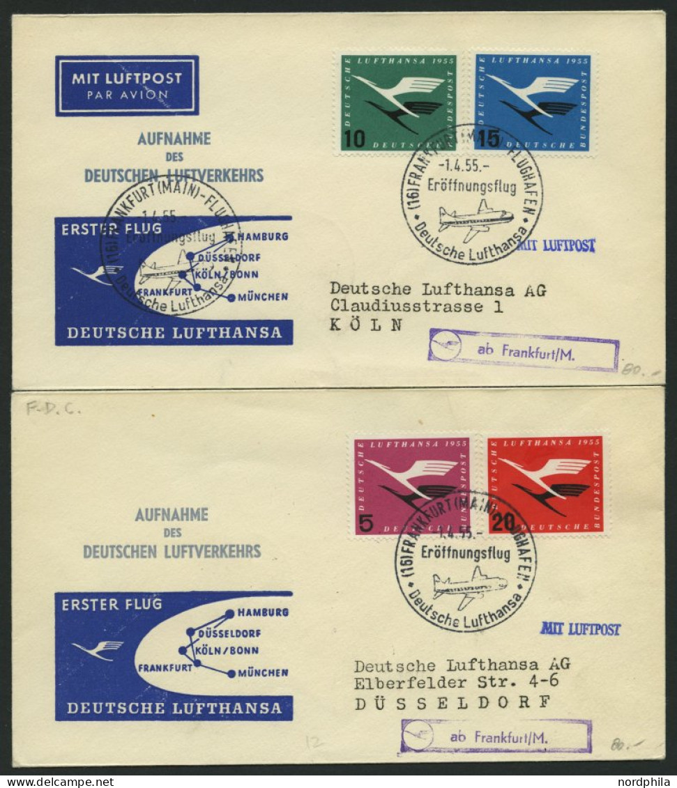 DEUTSCHE LUFTHANSA 9-12 BRIEF, 1.4.1955, Eröffnung Des Innerdeutschen Flugverkehrs, Postsonderstpl. Frankfurt/Main Kompl - Covers & Documents