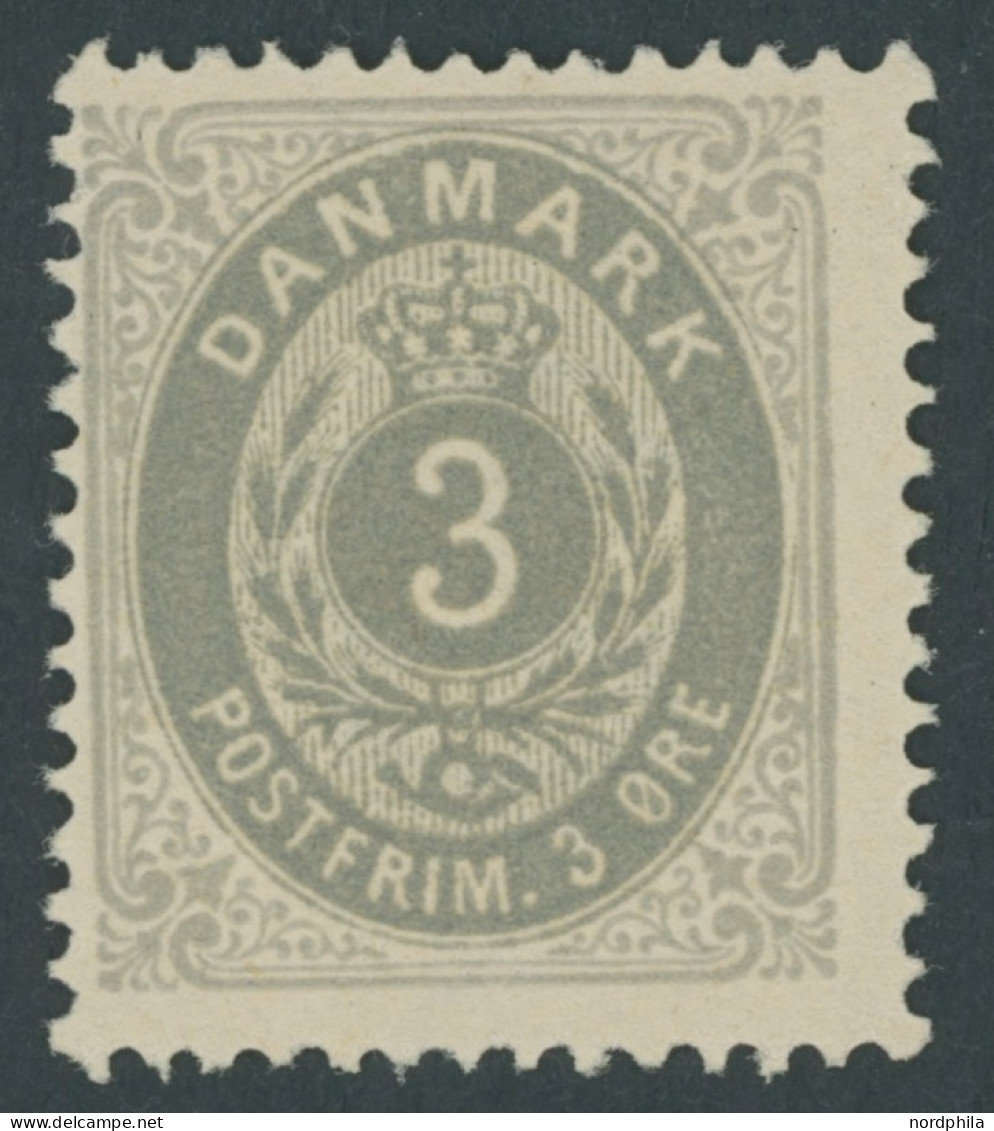 DÄNEMARK 22IYAa , 1875, 3 Ø Mattultramarin/grau, Falzrest, Pracht, Mi. 140.- - Sonstige & Ohne Zuordnung