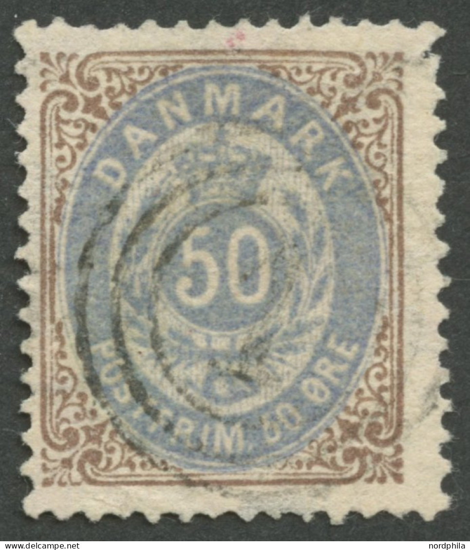 DÄNEMARK 30IYAa O, 1875, 50 Ø Braun/blauviolett, Nadelstich Im Rand, üblich Gezähnt Pracht, Mi. 250.- - Autres & Non Classés