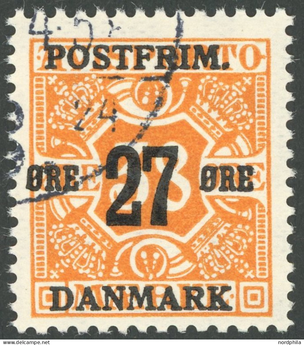 DÄNEMARK 91 O, 1918, 27 Ø Auf 38 Ø Orange, Pracht, Mi. 85.- - Andere & Zonder Classificatie