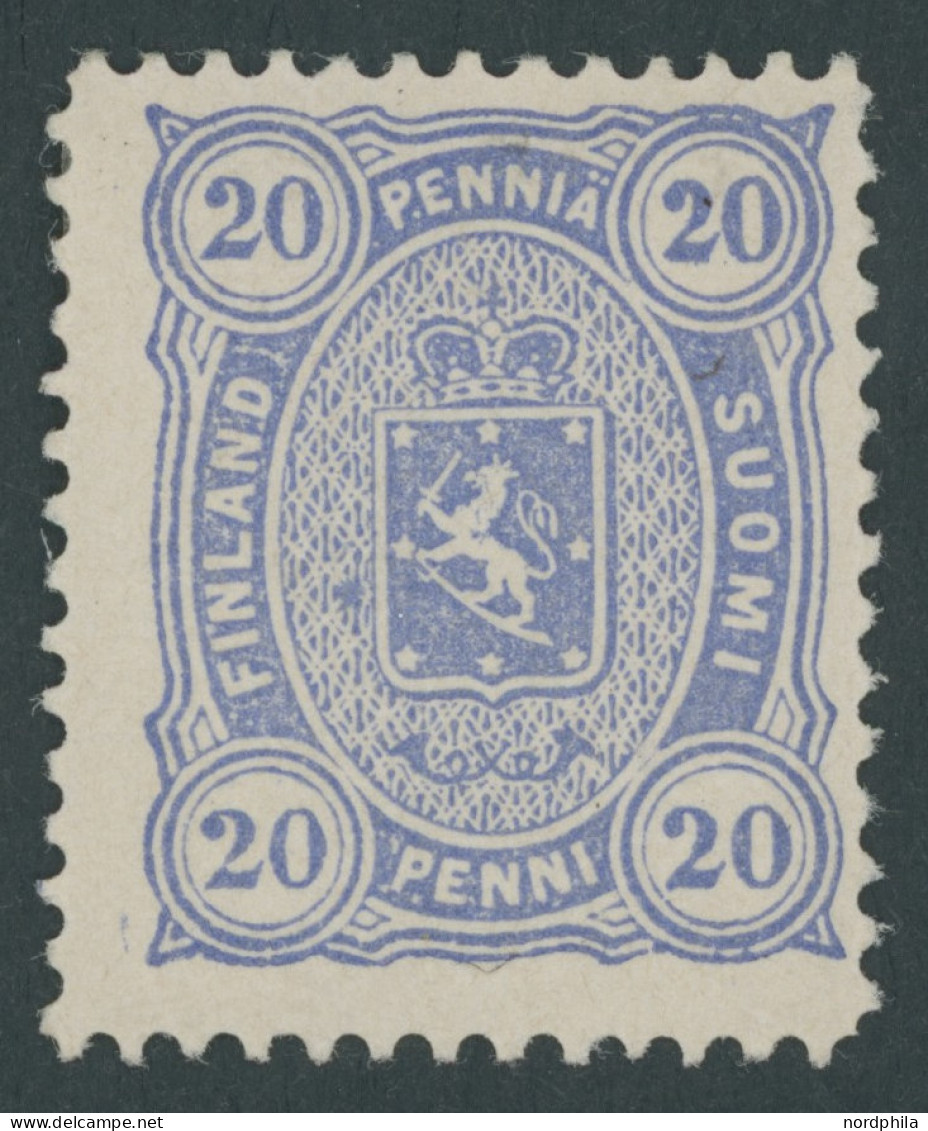 FINNLAND 16By , 1881, 20 P. Blau, Gezähnt L 121/2, Falzrest, Pracht, Mi. 70.- - Other & Unclassified