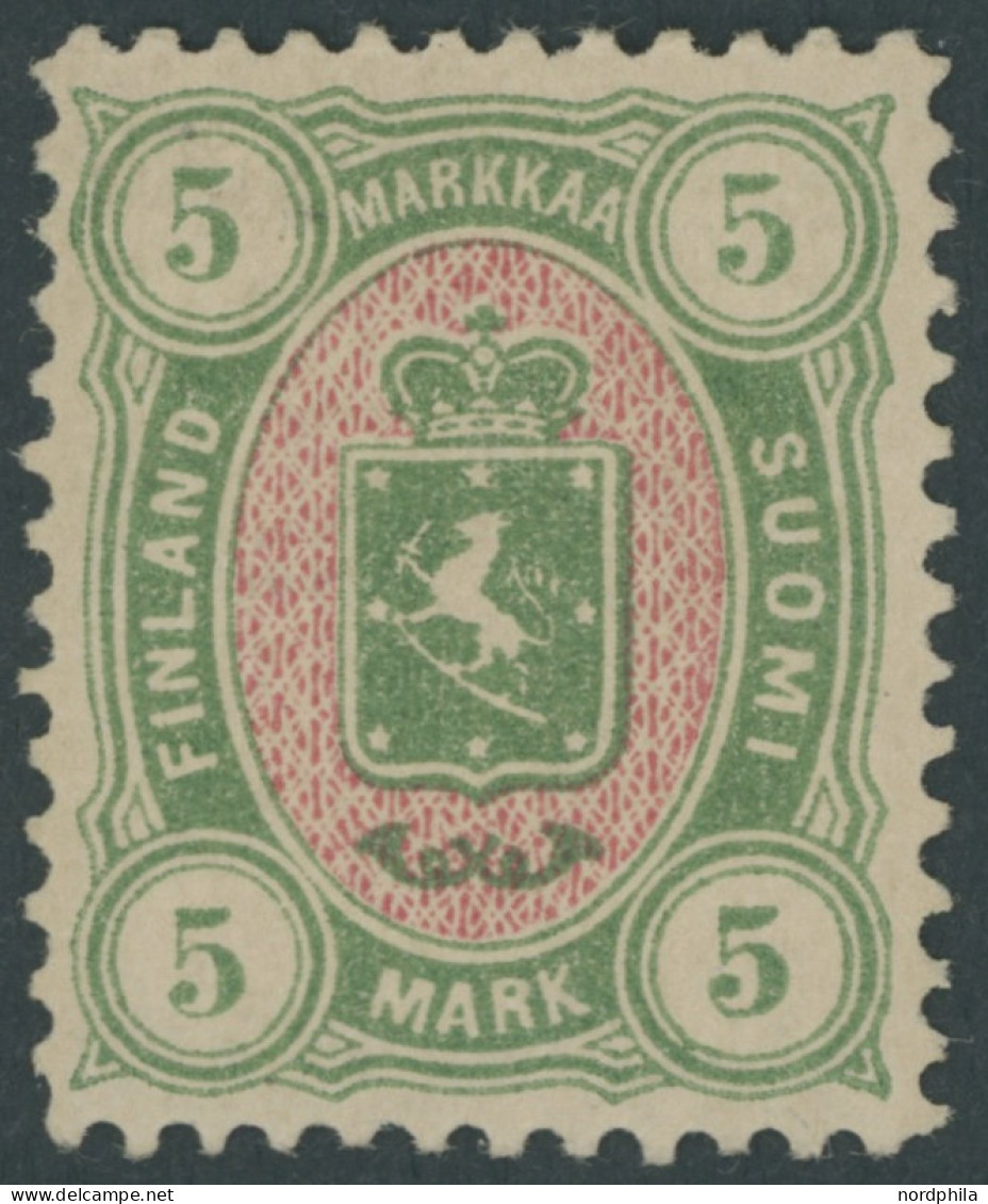 FINNLAND 25b , 1887, 5 M. Gelbgrün/rot, Falzreste, Pracht, Mehrfach Signiert, Mi. 650.- - Sonstige & Ohne Zuordnung