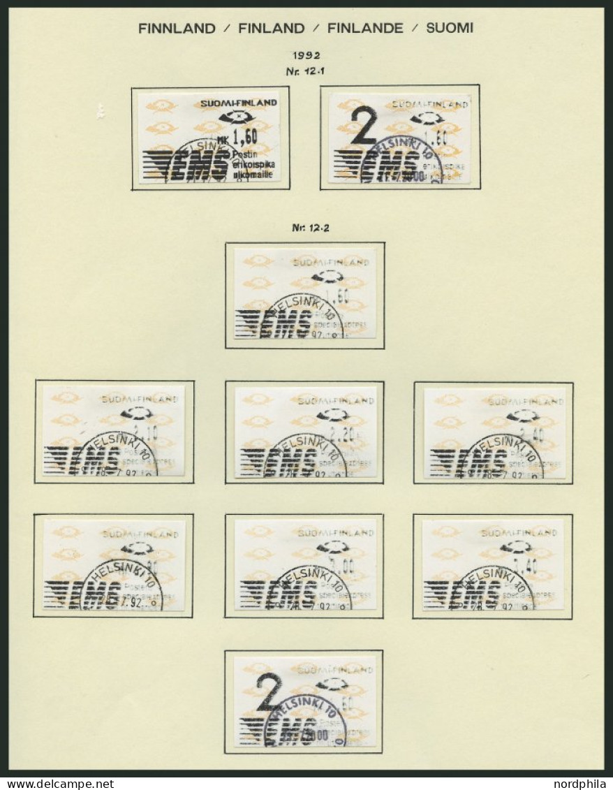 FINNLAND A 12 O, Automatenmarken: 1992, 89 Verschiedene Werte, Fast Nur Komplette Ausgaben, Pracht, Mi. 550.- - Used Stamps