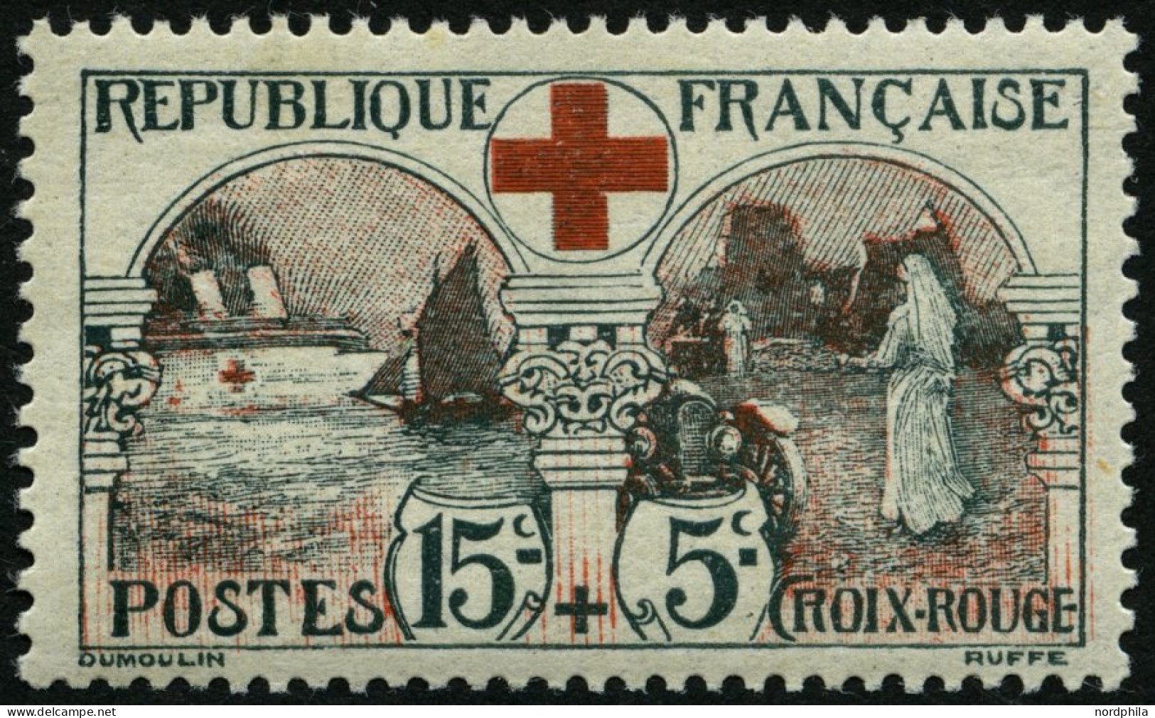 FRANKREICH 136 , 1918, 15 C. Rotes Kreuz, Falzrest, Pracht, Mi. 150.- - Autres & Non Classés